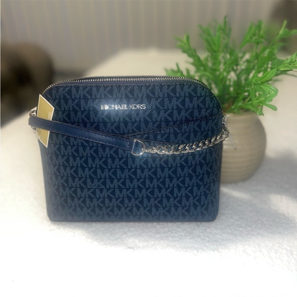 Authentic Michael Kors Navy Blue Monogram Crossbody Bag